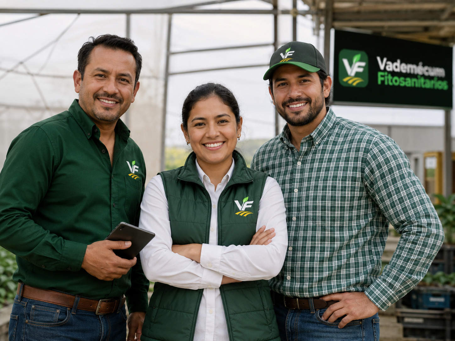 Tres profesionales del sector agrícola usando Vademécum Fitosanitarios